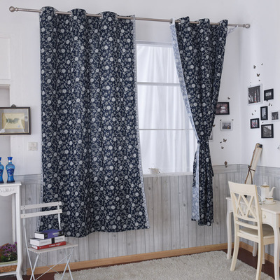 简约古典全棉半遮光定制窗帘 客厅卧室厚纯棉布料成品窗帘布