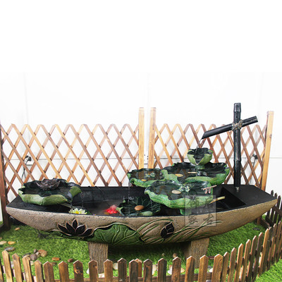 中式家居装饰品流水摆件树脂工艺品落地大件鱼池摆设客厅招财鱼缸