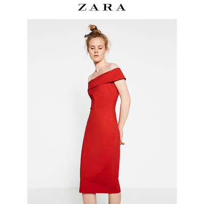 zara 女装 直筒中长版连衣裙 04070025600
