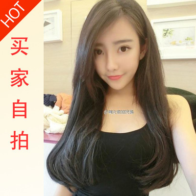 时尚新款中分假发长直发女仿真头皮逼真长发学生蓬松可爱自然真人