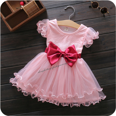 正品包邮童装新款女夏季公主裙宝宝蕾丝花边公主服全棉女童连衣裙