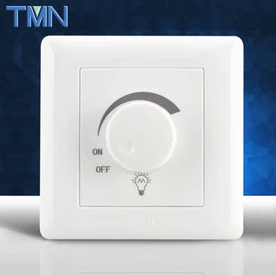 调光开关面板 86型雅白大功率光暗亮度调节 无极可控矽旋钮调光器