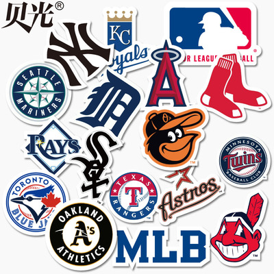 [整张]贝光166美国棒球大联盟mlb队标美国联盟旅行拉杆箱贴纸防水