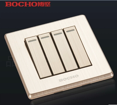 bocho博坚开关插座面板香槟金铝拉丝d30钢架四位单控开关/四联单_接线图分享 bocho博坚开关插座面板香槟金铝拉丝d30钢架四位单控开关/四联单