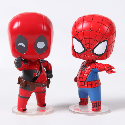 新品 漫威 美国英雄 蜘蛛侠 死侍 基腐系列q版pvc 动漫公仔手办