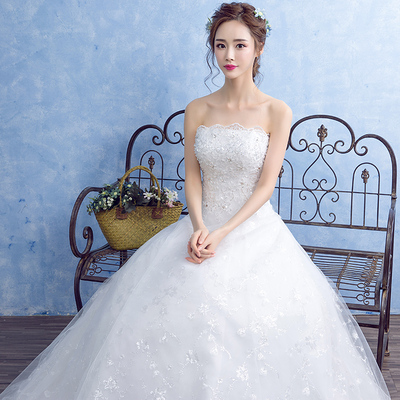 婚纱礼服2016新款新娘抹胸齐地韩式简约长拖尾修身大码显瘦夏季女