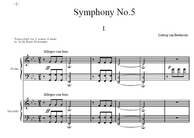 贝多芬的c小调第五命运交响曲总谱钢琴谱-贝多