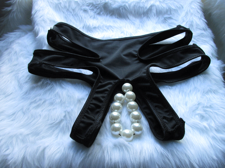 欧美包臀珍珠内裤 10颗按摩性感大码胖mm极度诱惑女开式档情趣骚