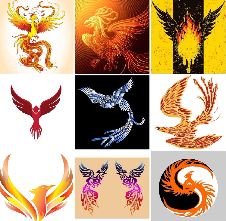 传统元素★火凤凰涅盘浴火重生中国传统图腾图案eps矢量设计素材
