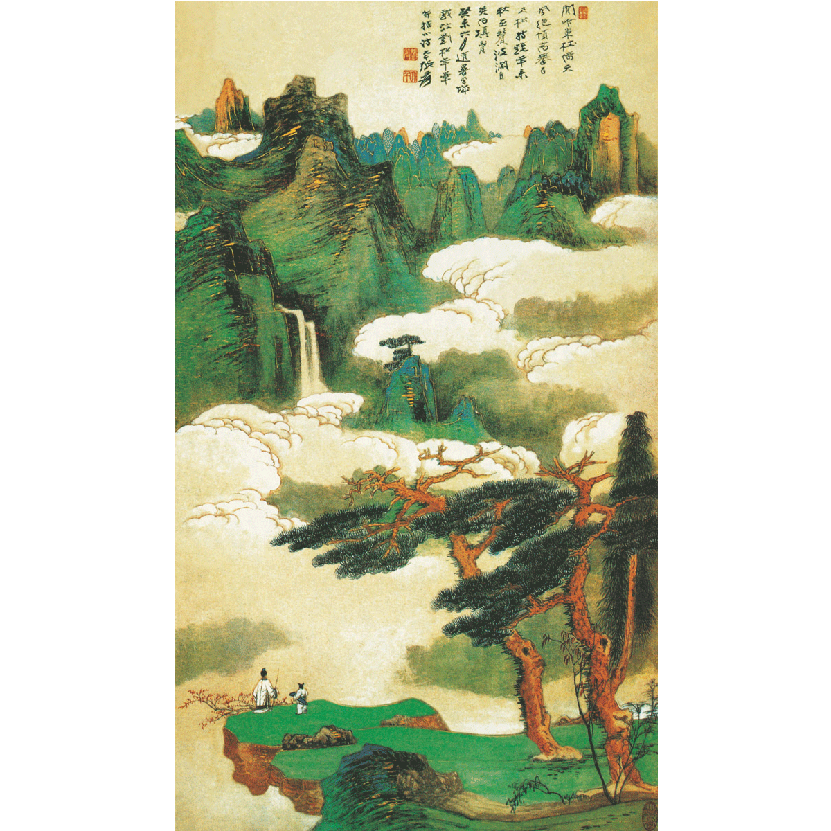 名人字画国画客厅大厅办公室装饰画 张大千 迎客松 56 96