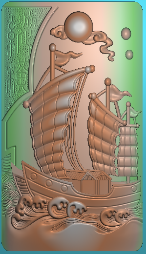 大同雕刻北京精雕jdp 灰度图bmp电脑浮雕图 一帆风顺玉雕挂件010