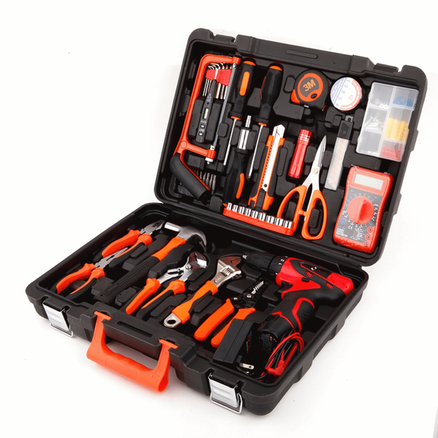 装多功能五金工具箱套装维修带电钻组合工具箱瑾轩家用组套工具套