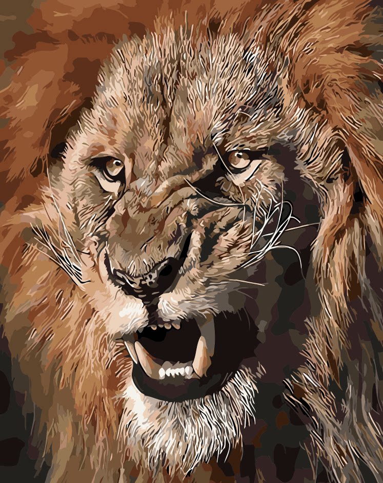 数字油画diy包邮 客厅动物猛兽头像淡彩系列手绘画 狮王40*50