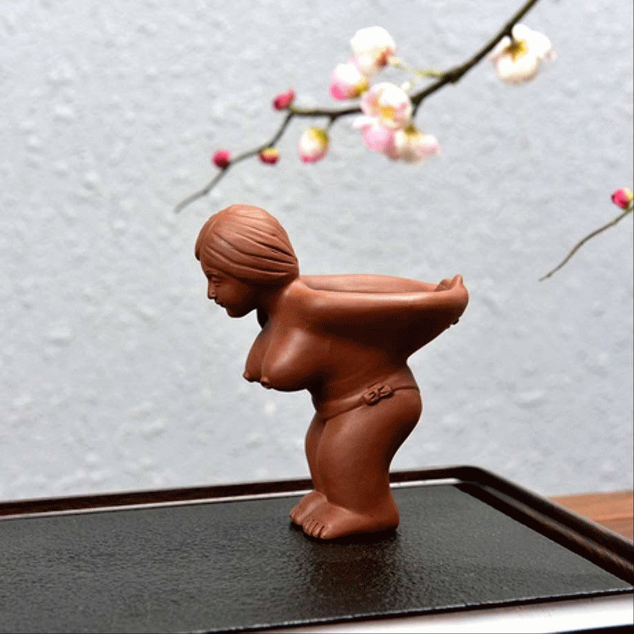 茶盘摆件撒尿茶玩创意精品紫砂茶宠美女奶茶双乳喷水茶漏功夫