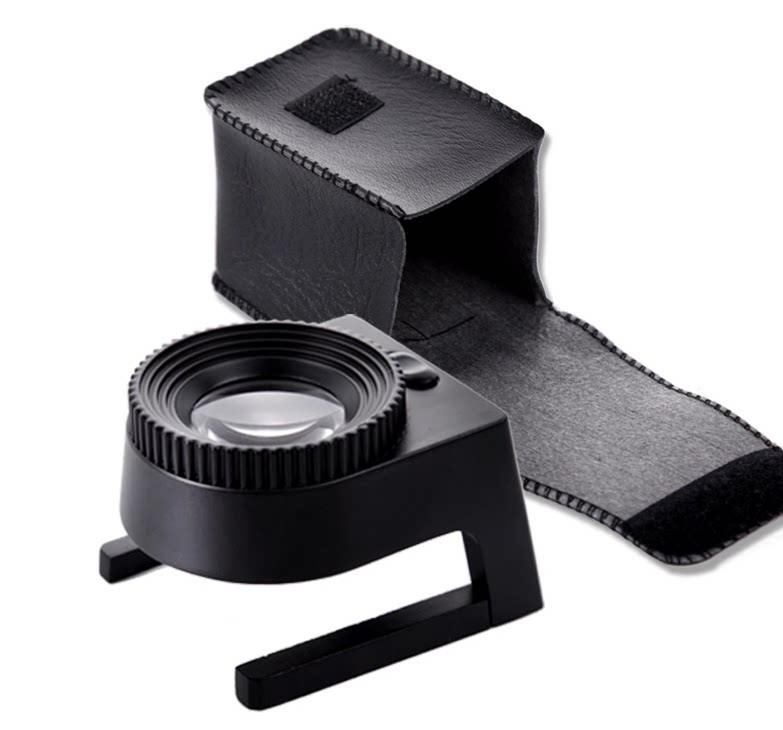 经纬仪带灯照布镜20倍 全金属纺织密度放大镜带宽刻度送皮套