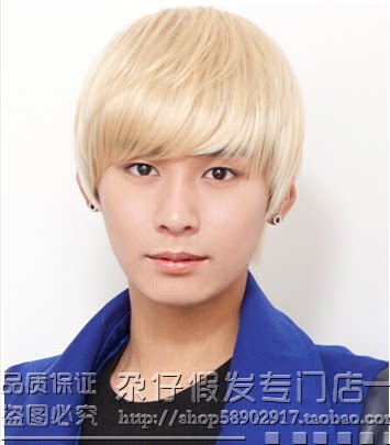 非主流男假发男生假发短发学生蓬松帅气亚麻黄金色假发男cos直发