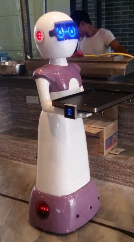 小美女送餐机器人,餐厅机器人