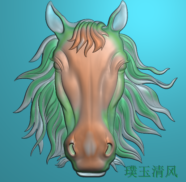 数控电脑雕刻精雕图浮雕图灰度图jdp 马头马牌 十二生肖 对称精简