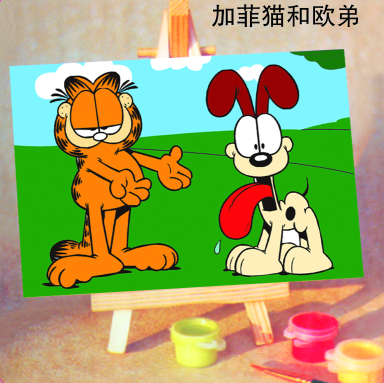 数字油画diy特价8款包邮 手绘迷你卡通儿童装饰画10*15加菲猫欧弟