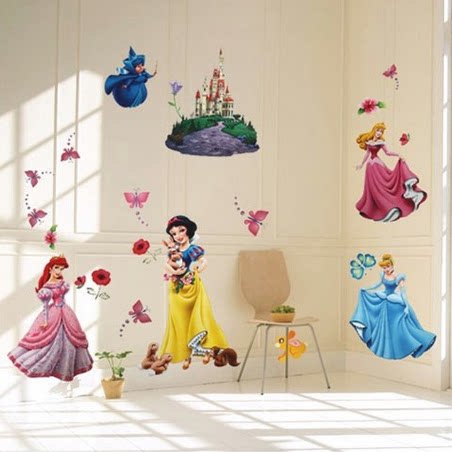 特大可移除动漫卡通幼儿园女孩卧室温馨儿童房白雪公主墙贴纸贴画