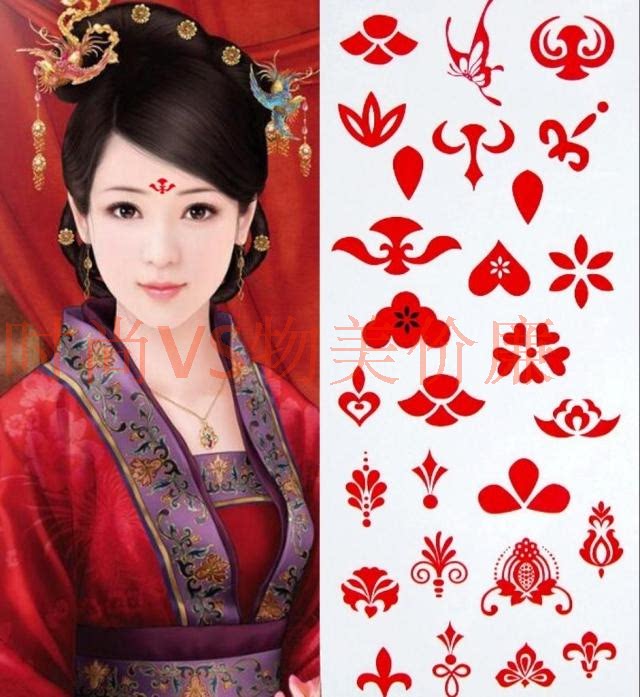 满28包邮纹身贴纸防水女古装影楼影视剧花钿贴额饰额贴花印眉心贴