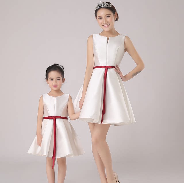 女童年会晚宴礼服亲子装模特走秀幼儿童合唱团演出服母女写真摄影