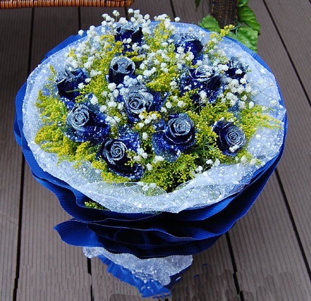 西安鲜花店同城速递蓝色妖姬玫瑰花束爱情生日鲜花快递配送女友花