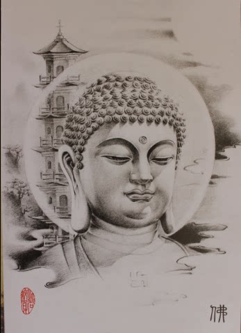 纹身手稿 图片素材图案资料佛头图 大日如来图 【菩提2图】电子版