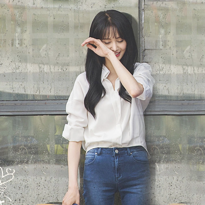 微微一笑很倾城贝微微郑爽明星同款衬衫长袖女学生夏白色宽松上衣