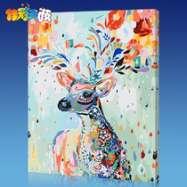 加厚框佳彩天颜diy数字油画客厅风景花卉动漫人物填色手绘装饰画