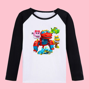 t恤纯棉打底衫春秋装5长袖 儿童学生帮帮龙恐龙探险衣服装男童宝