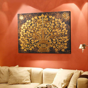 泰国禅意手绘装饰画玄道客厅走廊过关餐厅挂画沙发背景墙复古壁画