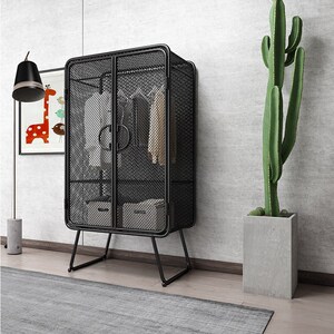 上新现代轻奢家具公主店孩铁艺网格衣柜行李柜酒女衣室卧物置奢华