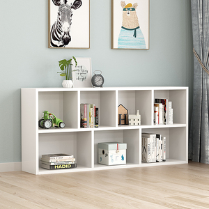儿童书架空格简约落地收纳矮柜子学生置k物架省实间木子书柜经济