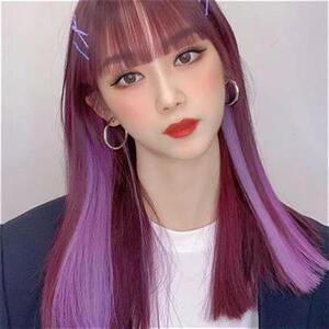 彩色金丝a接发hk头发金线彩v带接发丝假发女镭射七v彩丝条闪亮彩