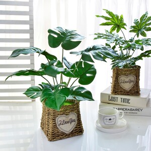 北欧仿真植物装饰摆件室内红面绿植小盆栽客厅盆花桌掌假景龟背竹