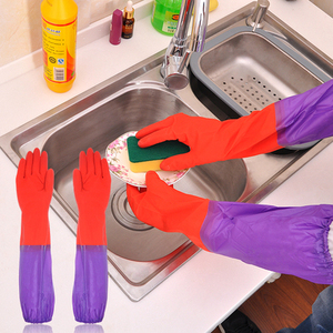 新疆包邮天天特价加绒橡胶手套加厚洗碗洗衣服乳胶手套 防水耐用