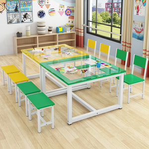 术儿美室桌托管班幼儿园补习班课桌椅绘画桌培训机构画少玻璃桌子