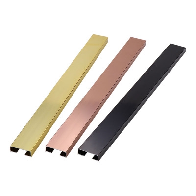 铝合背u型装饰条吊顶金景墙金属包边条地板衣厨柜tu形卡槽收边压