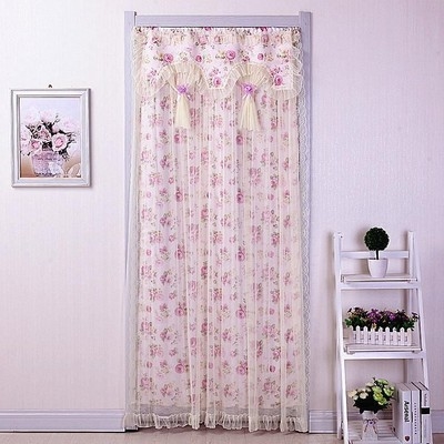 家用卧室单门帘隔断蕾丝t帘免室内打孔挂帘四季装饰屋里门帘子布