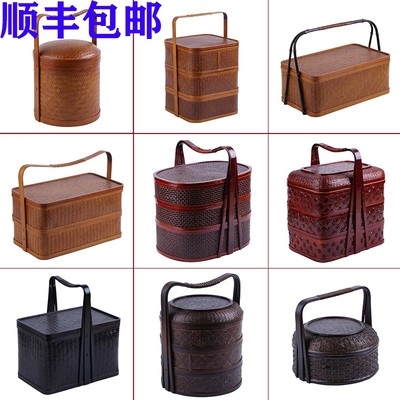 上坟提盒祭祖篮子古代食盒提篮多层送菜送k饭祭祖手提篮拜神提篮