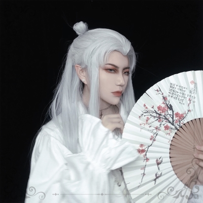 番茄娘 古装古风少年仙气白色y中分长直男毛汉服lo假发「画中人」