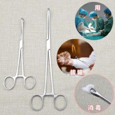 新棉球带齿持物钳棉花钳s不生锈加长简易直头弯头海绵钳卵圆钳圆