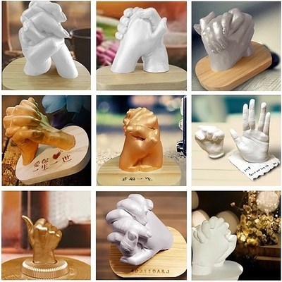 k制作手模版f成人立体情摸克隆侣印手印情侣手牵手材料3d石膏模粉