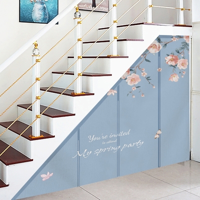 楼梯间隔断门下遮饰帘防灰尘阁物储楼间p遮丑自粘装挡布帘.