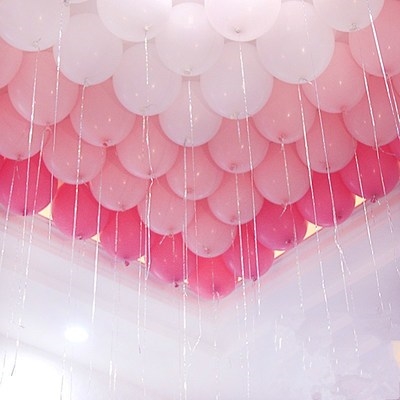 卧室现场紫色订婚新婚婚礼混色气球粉红色浪漫p创意蓝色粉白色甜