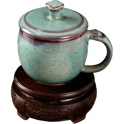 00初瓷相见旗舰店天猫初瓷相见永春钧窑养生杯钧瓷茶杯茶具带盖子