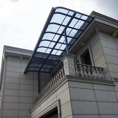 金雨棚阳台遮阳棚别墅定制露台挡雨棚耐院楼p顶庭力pc板雨棚.