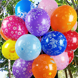 新品色彩全花儿童乳胶卡通气球地堆流引活动小礼r品充气汽球100个