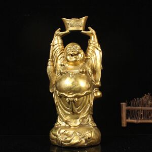 纯铜托宝弥勒佛佛像铜像大肚弥勒o佛笑佛家居店铺办公室佛堂供奉